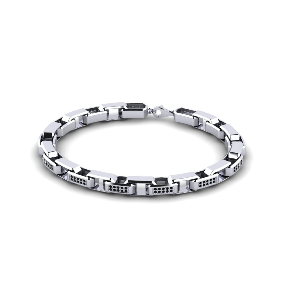 18ct White Gold Black Sapphire Men's Bracelet Rouya