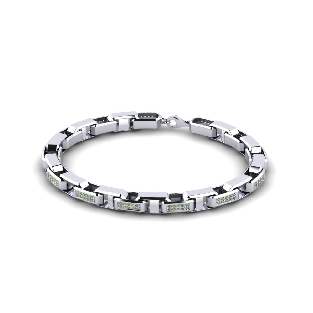950 Palladium Green Diamond Men's Bracelet Rouya
