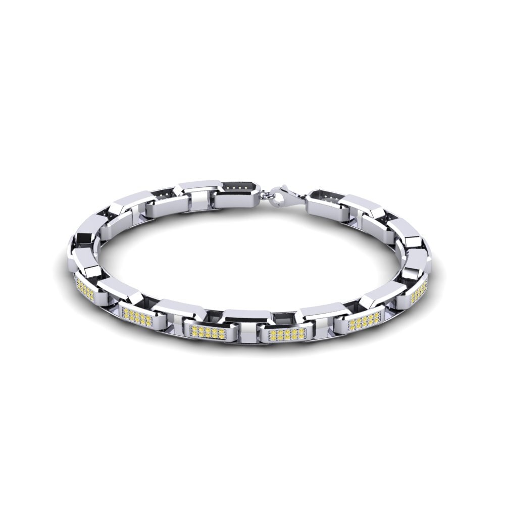 18ct White Gold Yellow Sapphire Men's Bracelet Rouya