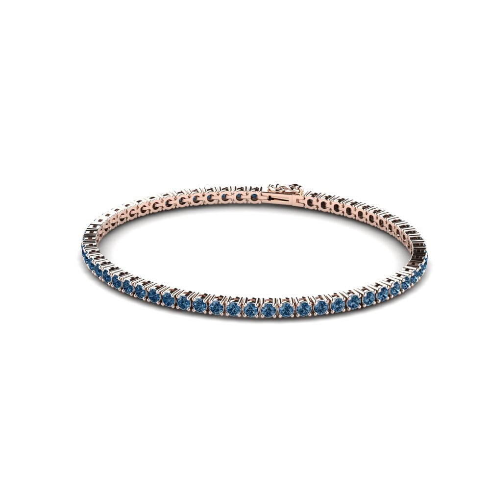 14ct Rose Gold Blue Diamond Men's Bracelet Seina