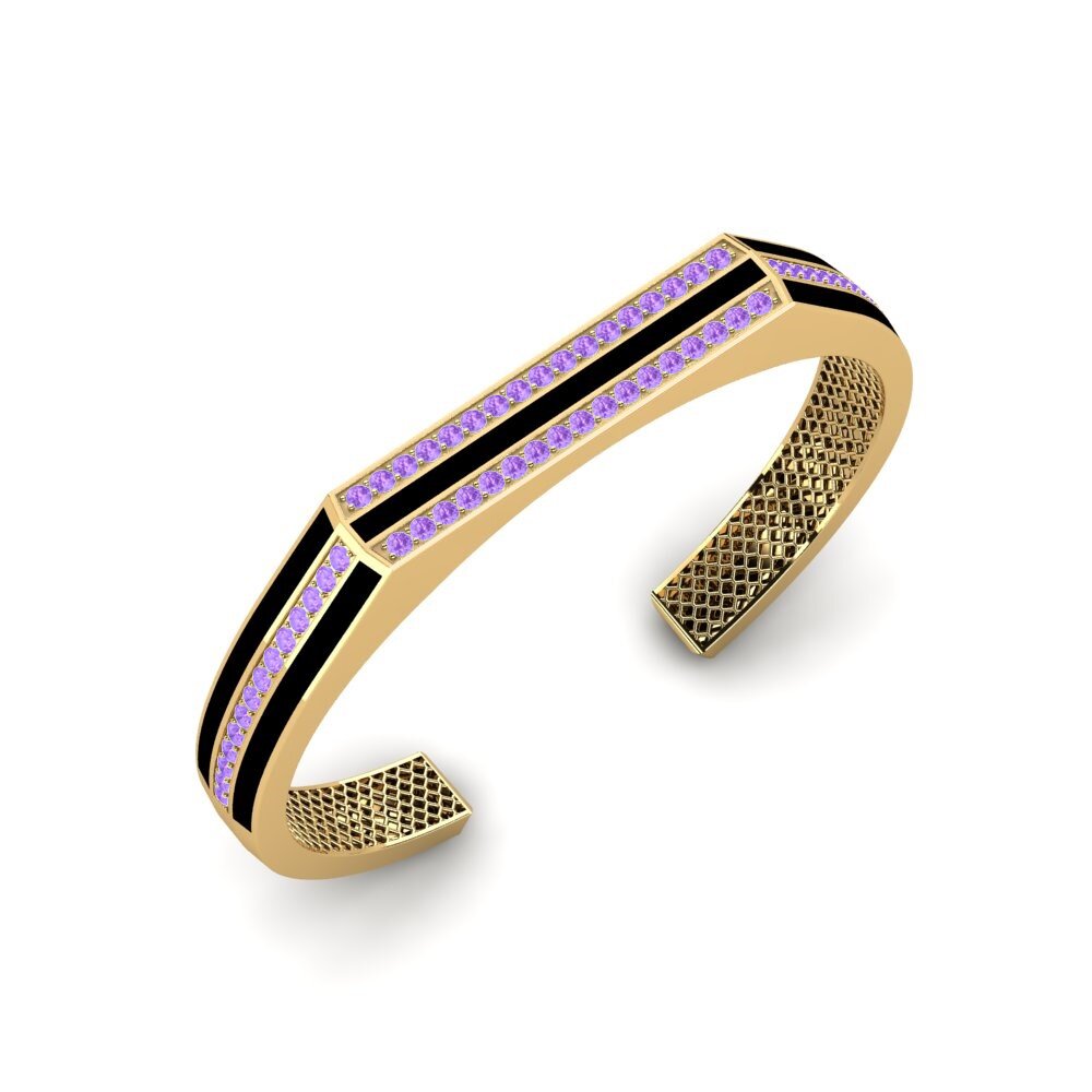 18ct Yellow Gold Amethyst Men's Bracelet Sorcha