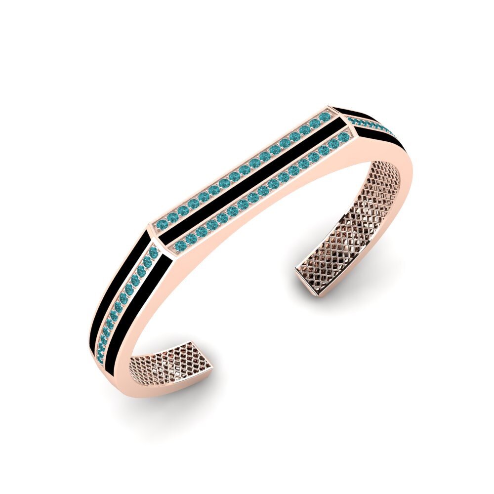 14ct Rose Gold Blue Diamond Men's Bracelet Sorcha