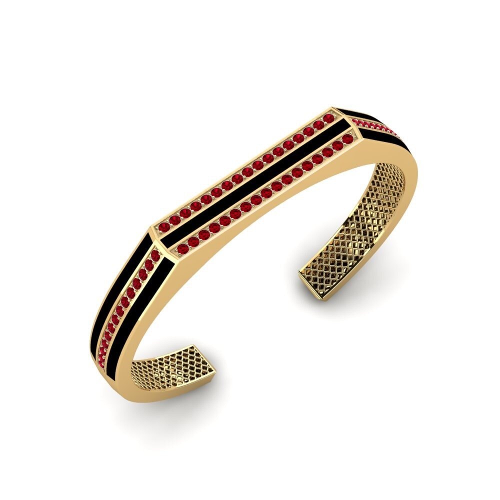 9ct Yellow Gold Red Zirconia Men's Bracelet Sorcha