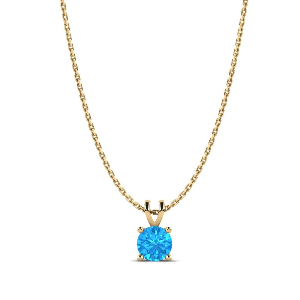 14ct Yellow Gold Blue Topaz Women's Pendant Lovisa
