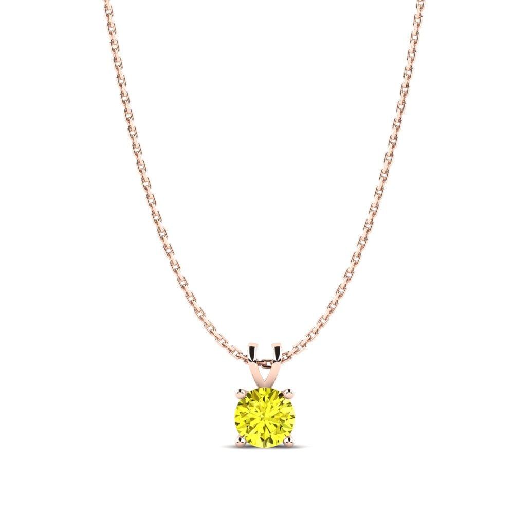 14ct Rose Gold Yellow Diamond Women's Pendant Lovisa