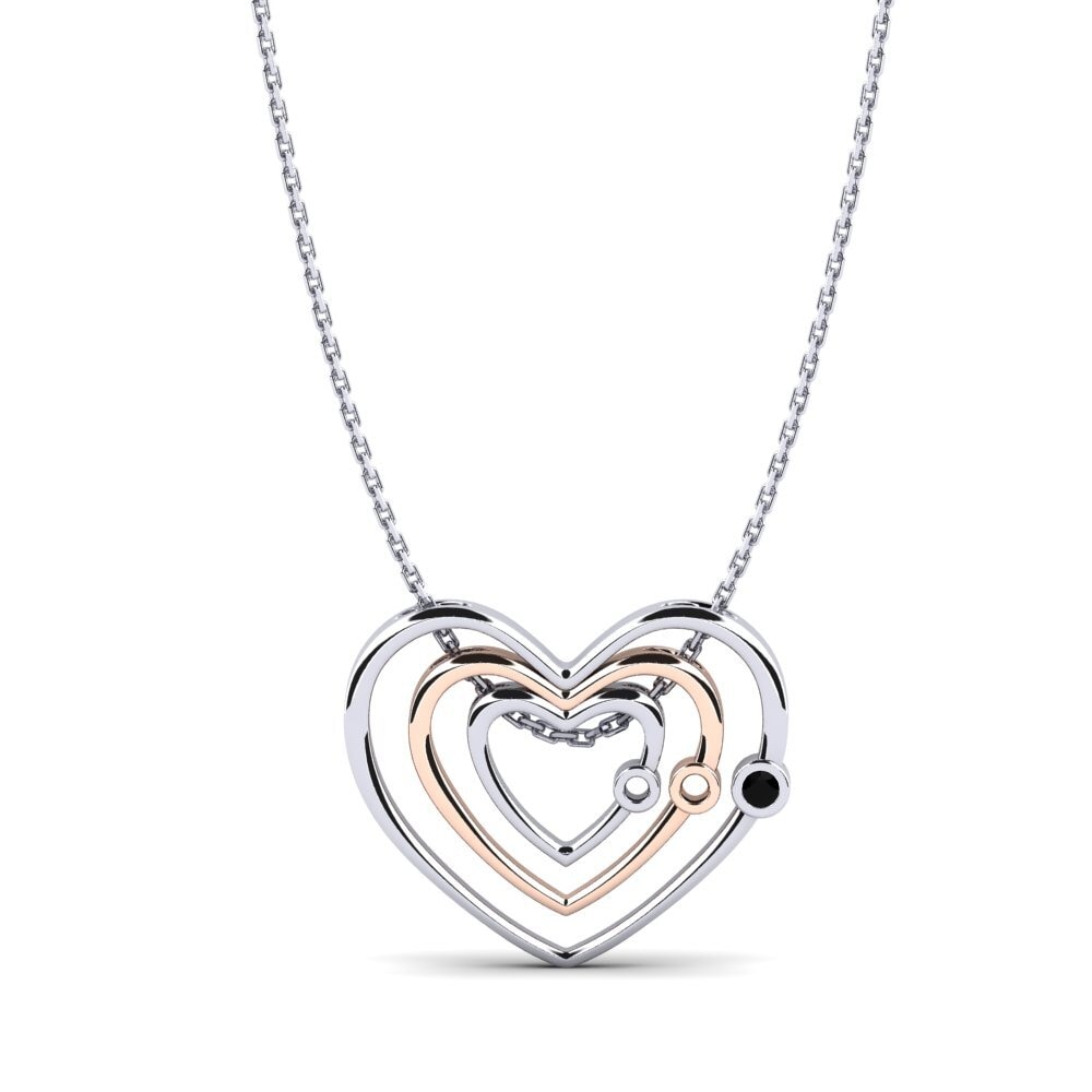 14k Oro Blanco & Rosa Ónix Negro Colgante de Mujer Yoana