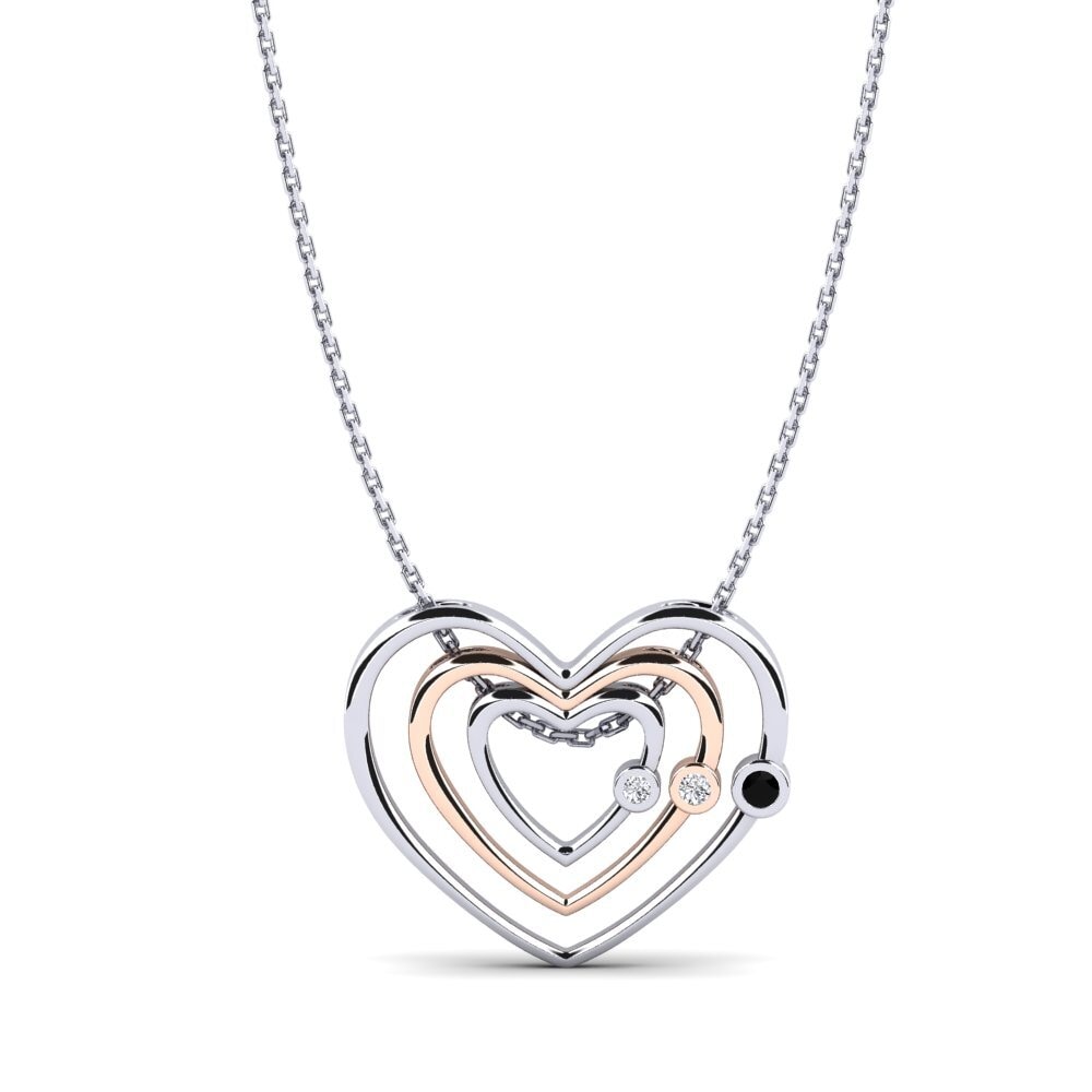 14ct White & Rose Gold Black Sapphire Women's Pendant Yoana