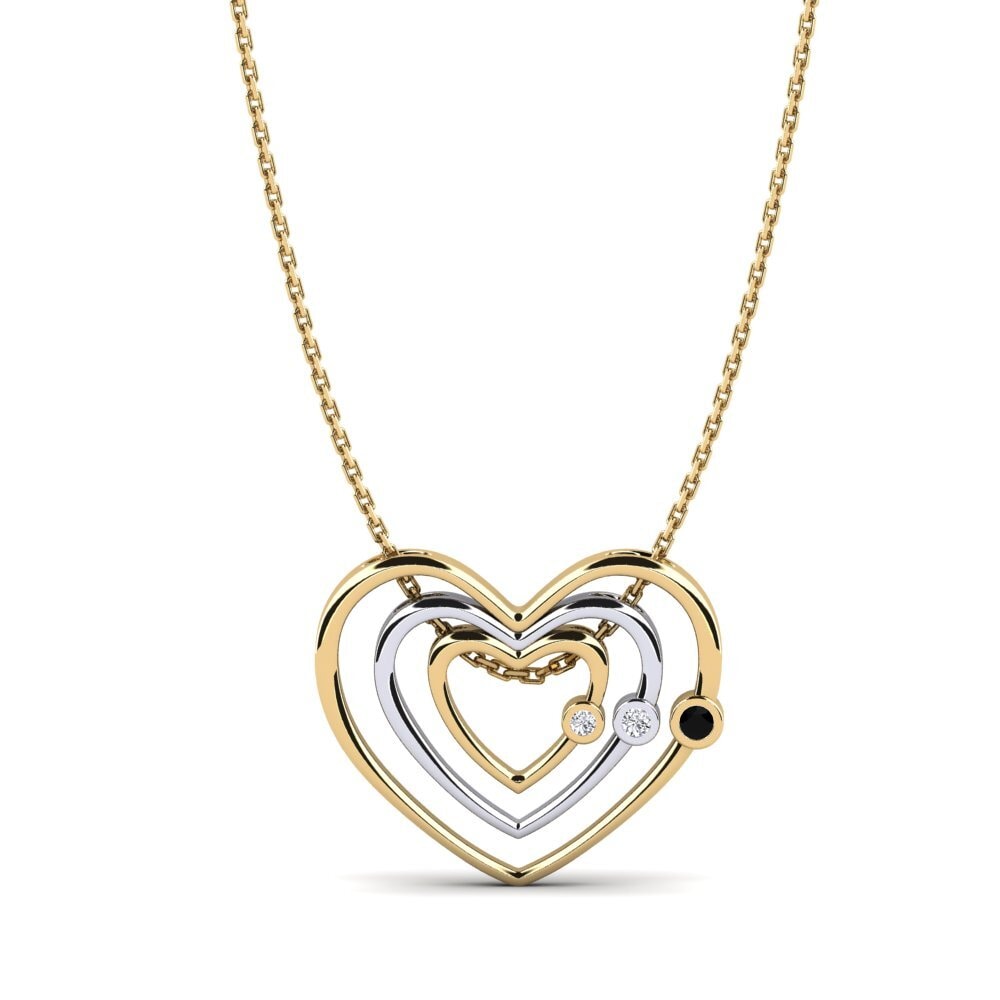 14ct Yellow & White Gold Black Sapphire Women's Pendant Yoana