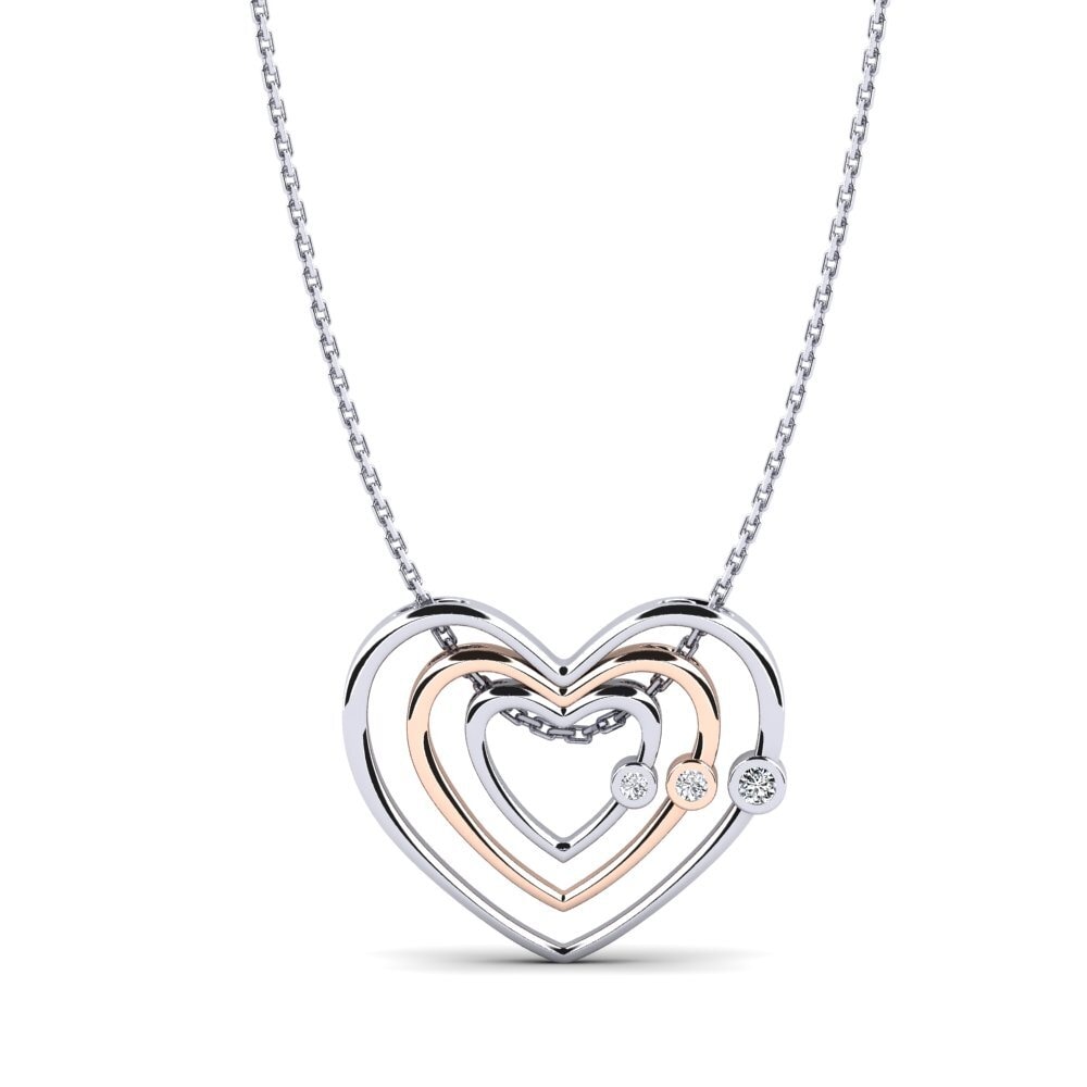14k Oro Blanco & Rosa Circonita Colgante de Mujer Yoana