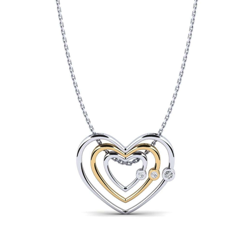14ct White & Yellow Gold Zirconia Women's Pendant Yoana