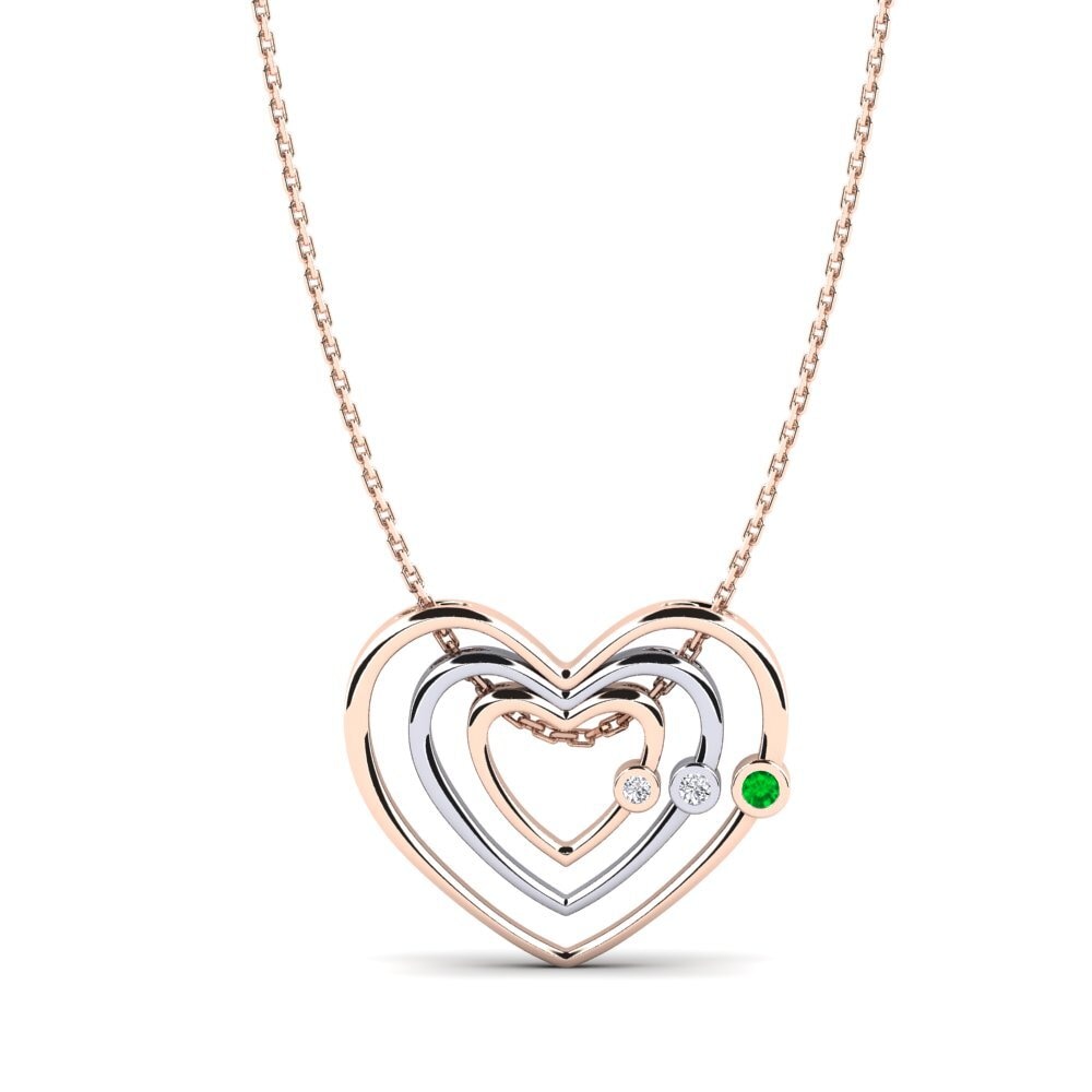 14ct Rose & White Gold Emerald Women's Pendant Yoana
