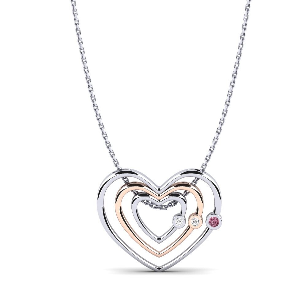 14k Oro Blanco & Rosa Granate Rhodolite Colgante de Mujer Yoana