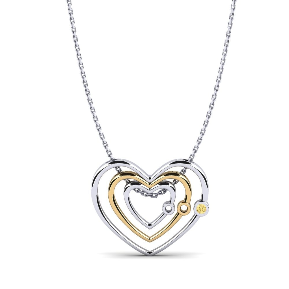 Vàng Trắng-Vàng 18K Kim Cương Vàng Mặt dây chuyền nữ Yoana