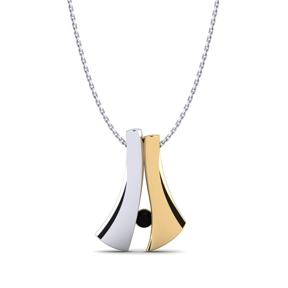 14ct White & Yellow Gold Black Sapphire Women's Pendant Azura