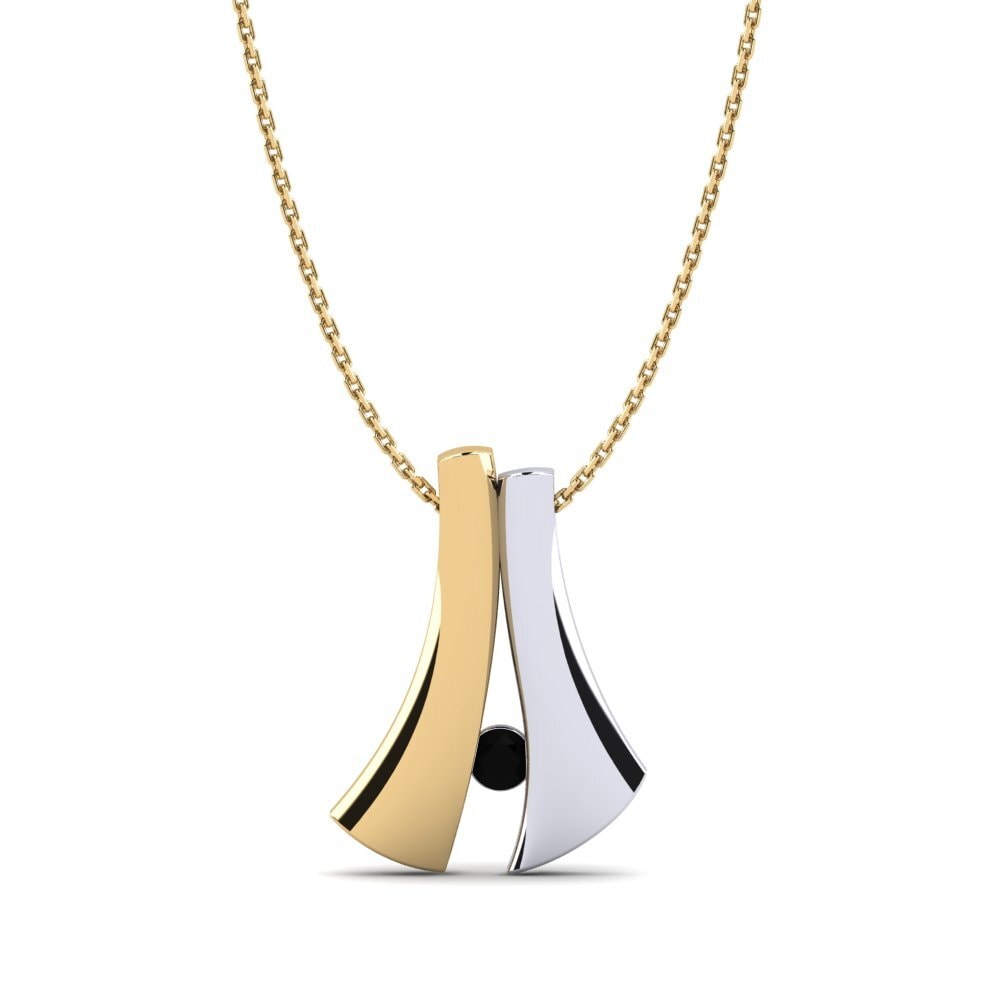 14ct Yellow & White Gold Black Sapphire Women's Pendant Azura