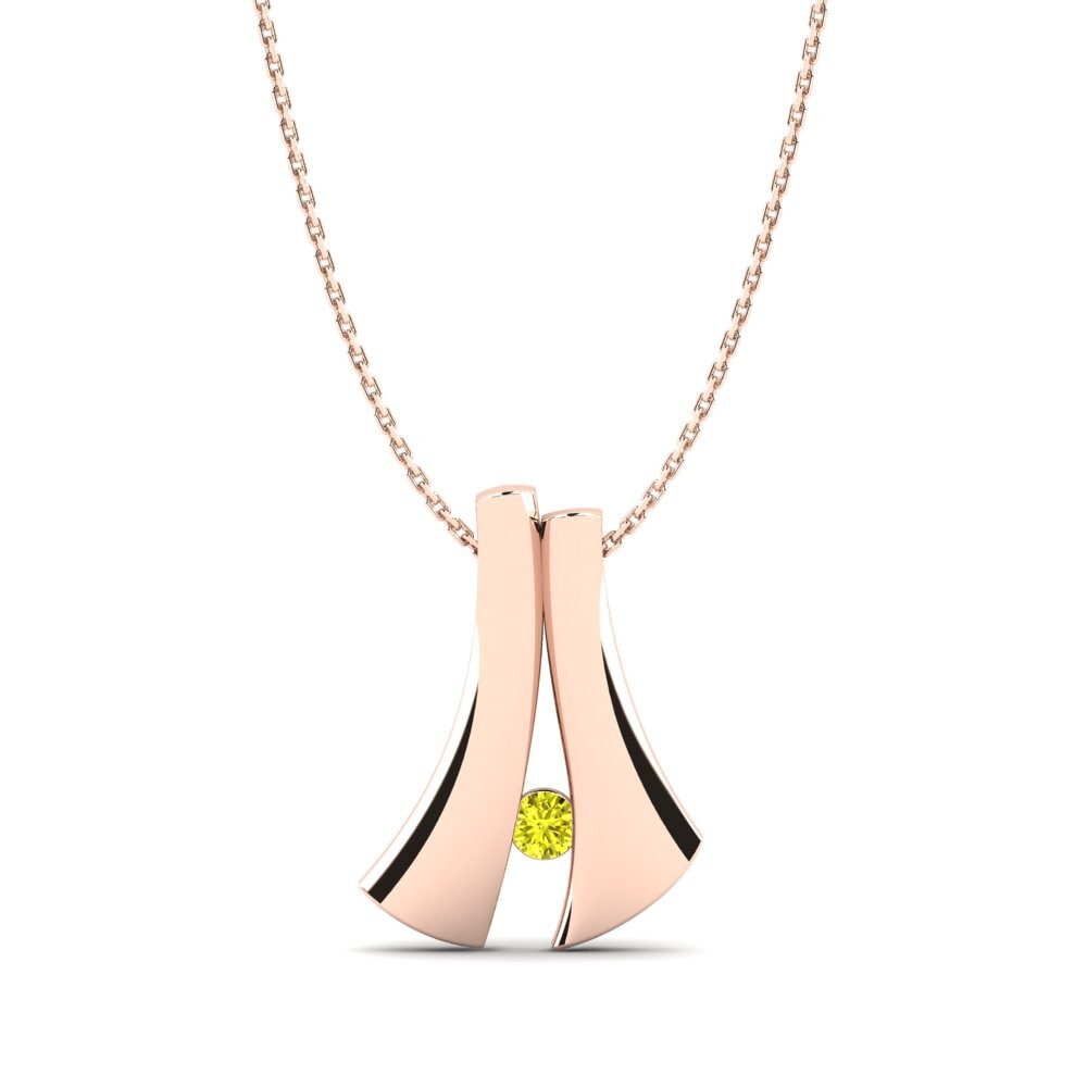 14ct Rose Gold Yellow Diamond Women's Pendant Azura