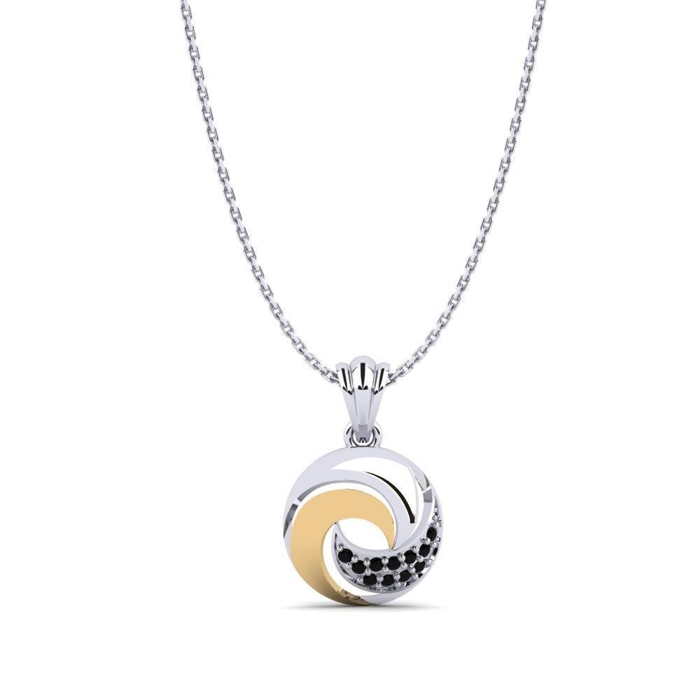 14ct White & Yellow Gold Black Sapphire Women's Pendant Despina