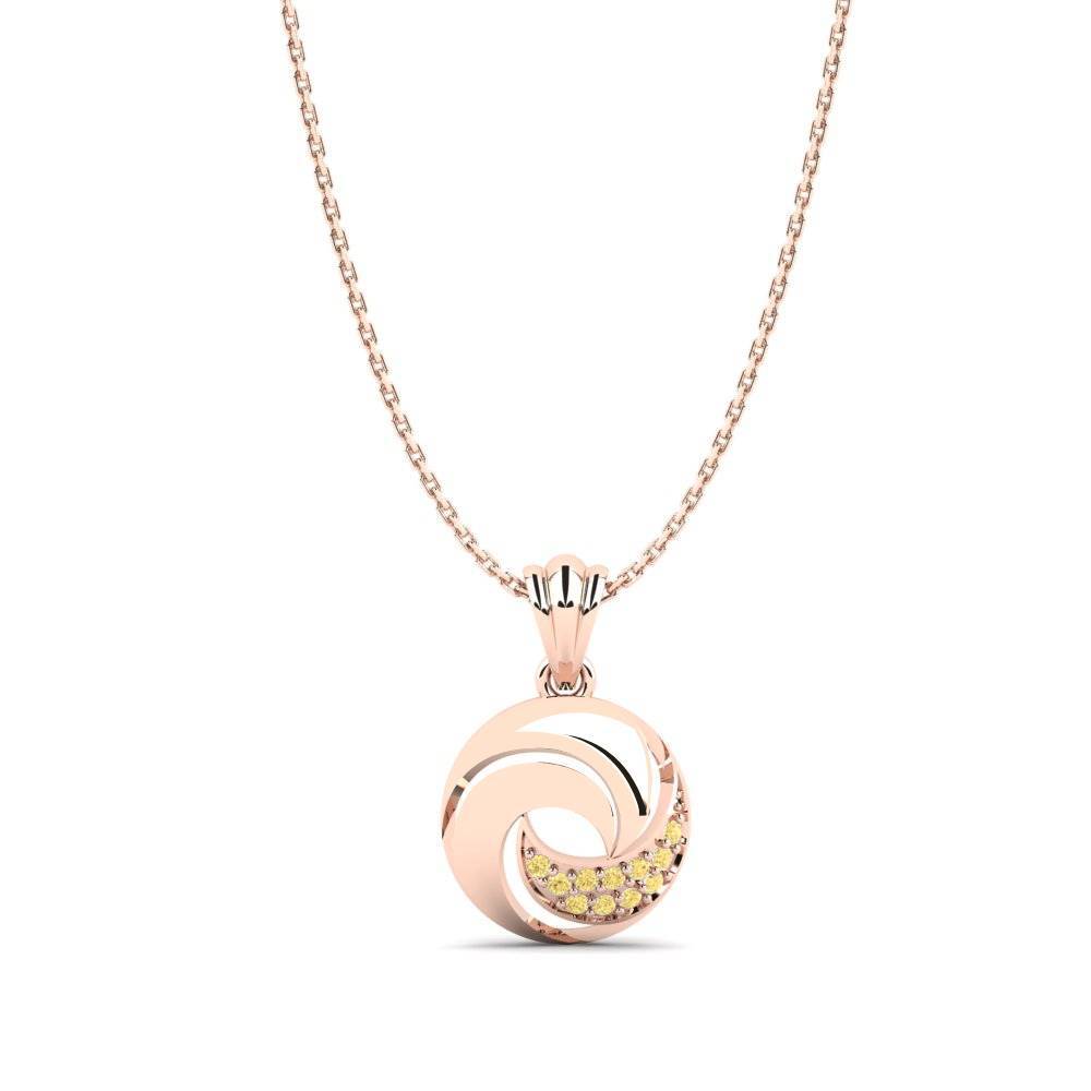 14ct Rose Gold Yellow Diamond Women's Pendant Despina