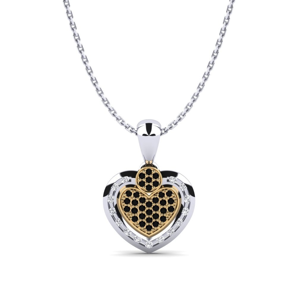 14ct White & Yellow Gold Black Sapphire Women's Pendant Puget