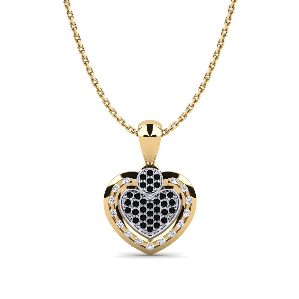 14ct Yellow & White Gold Black Sapphire Women's Pendant Puget