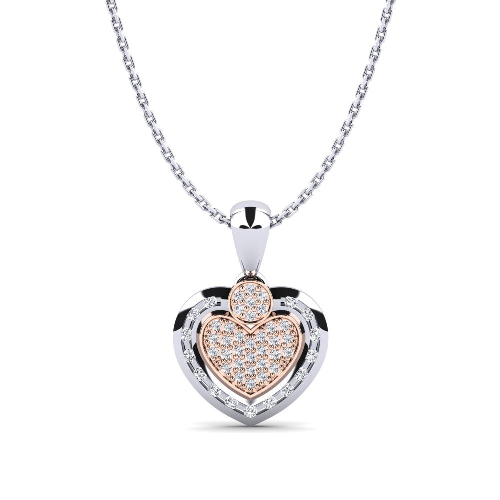 Or Blanc & Rose 375 Pendentif pour femme Puget