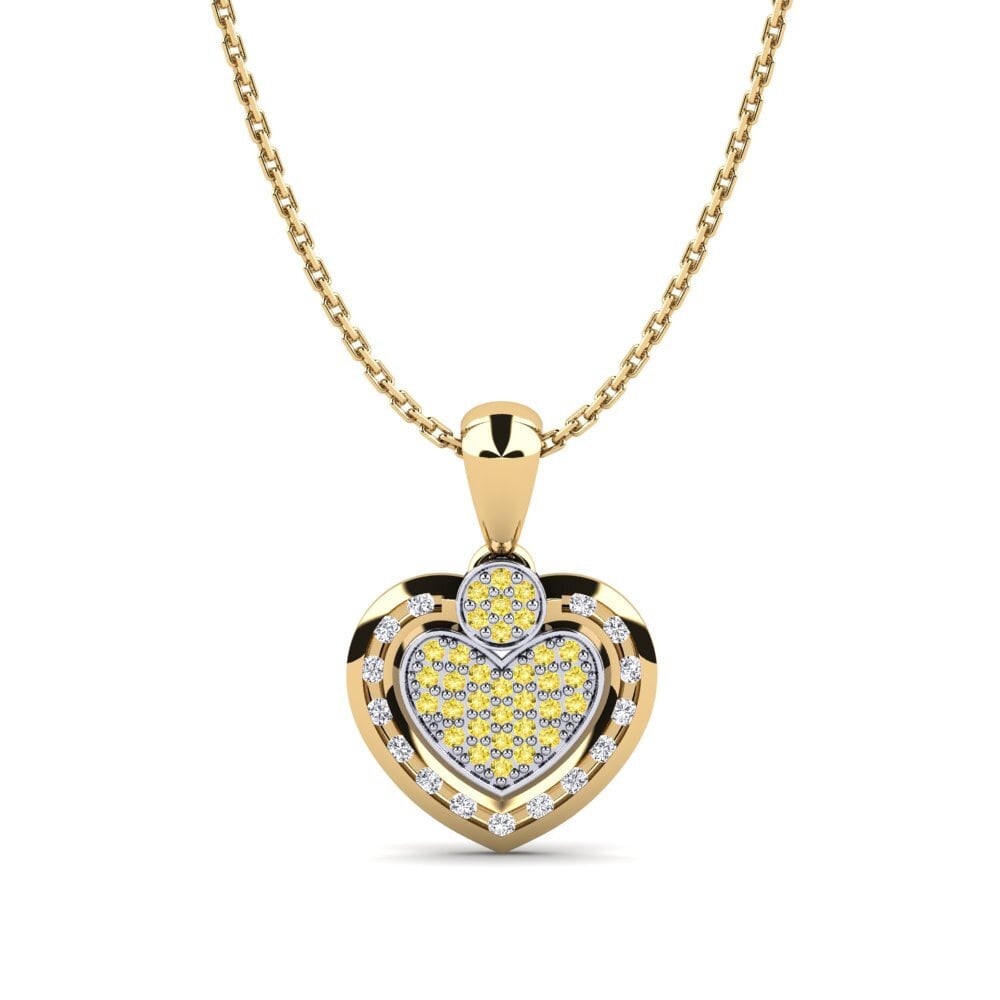 14ct Yellow & White Gold Yellow Sapphire Women's Pendant Puget