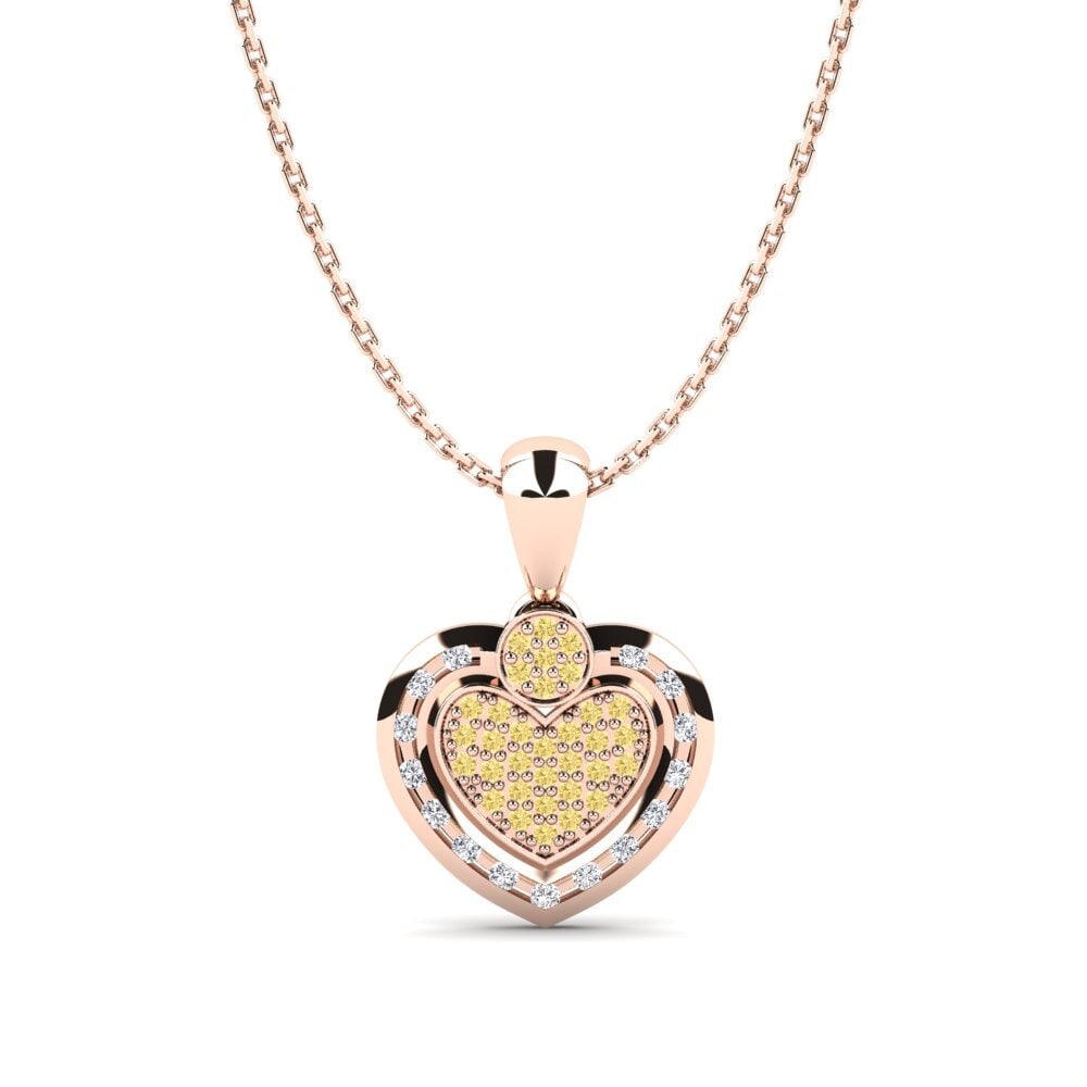 14ct Rose Gold Yellow Diamond Women's Pendant Puget