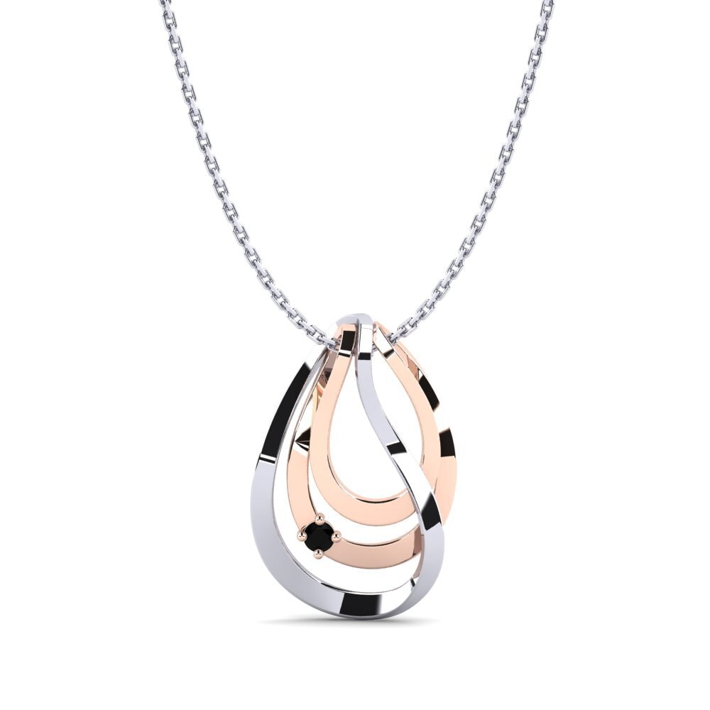 14ct White & Rose Gold Black Sapphire Women's Pendant Paulin