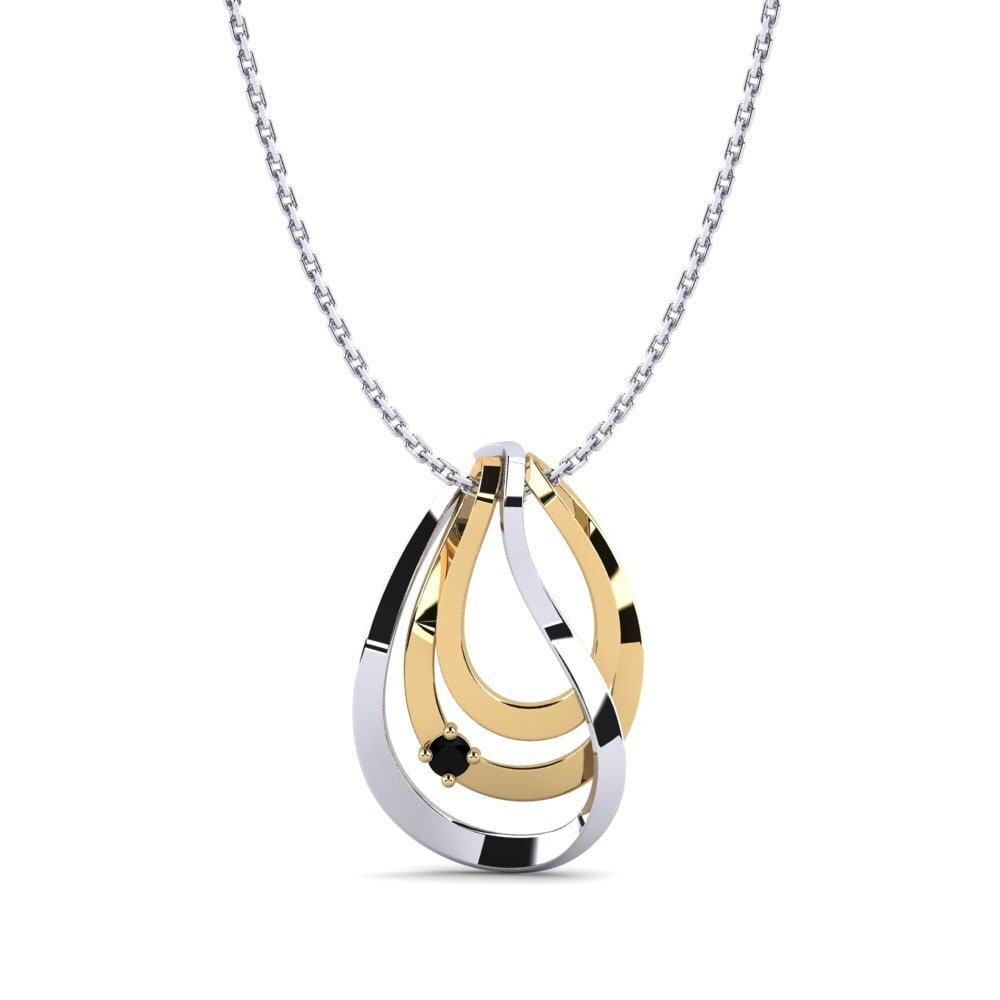 14ct White & Yellow Gold Black Sapphire Women's Pendant Paulin