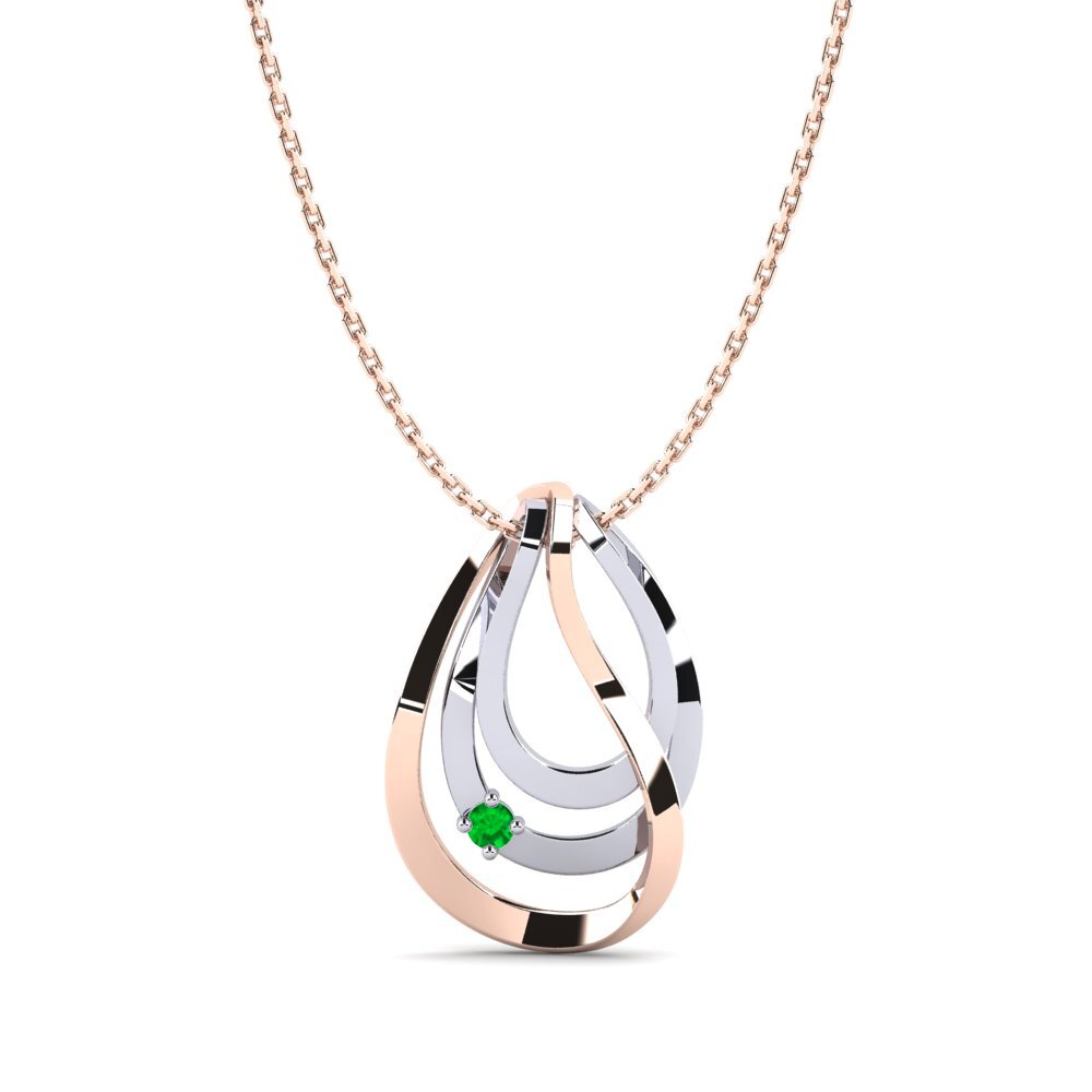 14ct Rose & White Gold Emerald Women's Pendant Paulin