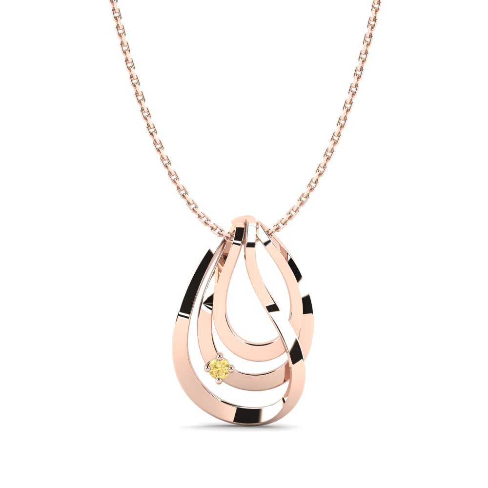14ct Rose Gold Yellow Diamond Women's Pendant Paulin
