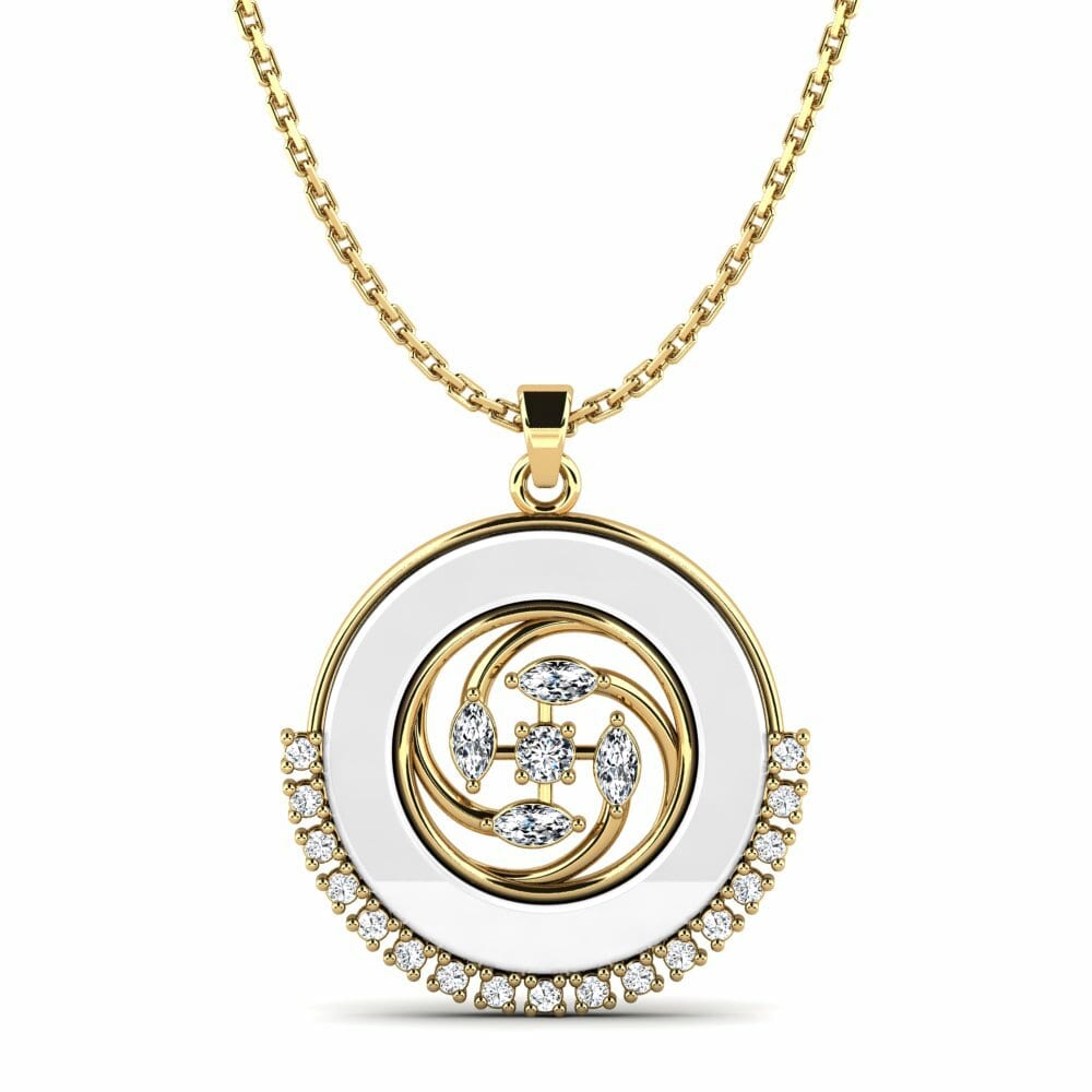 14K Geel Goud Combinatie Zirkoon Dames Hanger Pabst