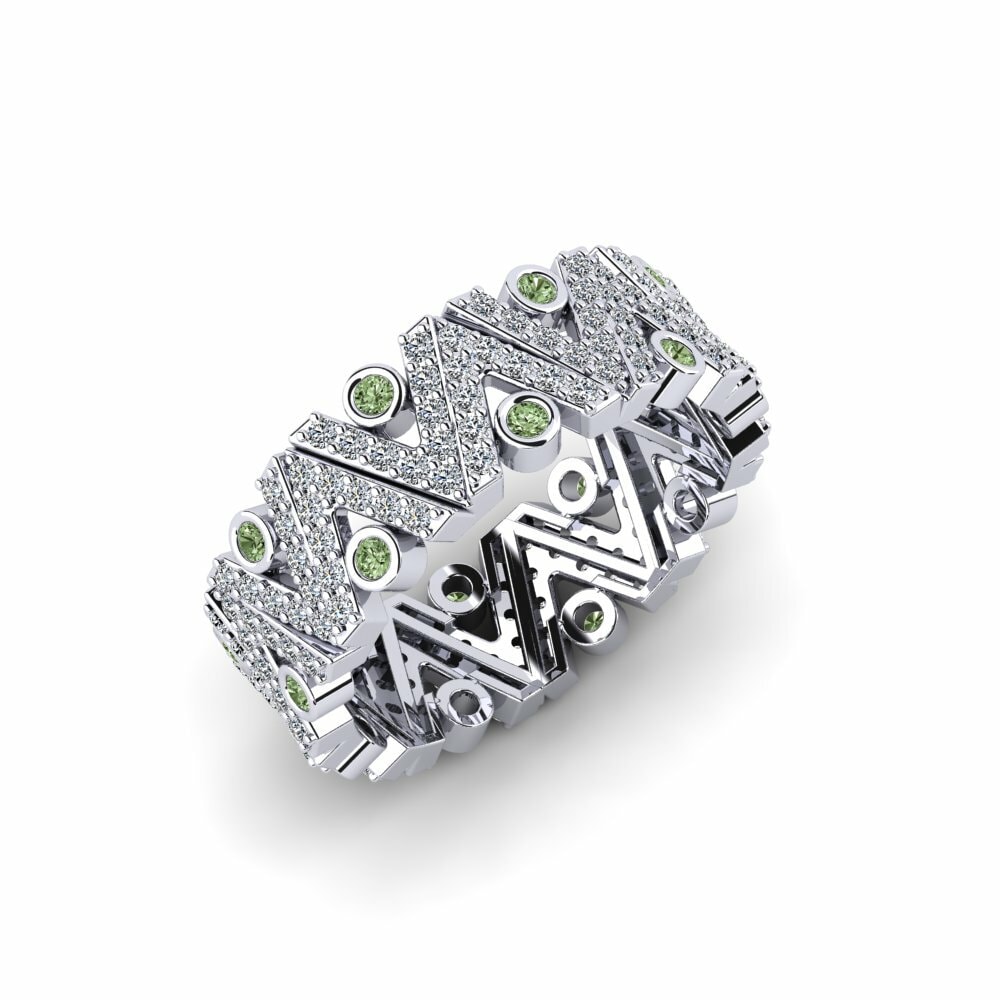 Argent Blanc Diamant Vert Bague Pacr