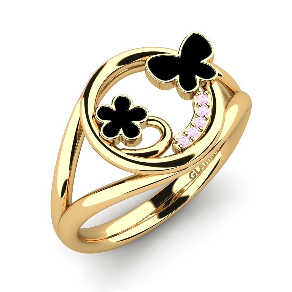 Or Jaune 14k Saphir Rose Bague Padma
