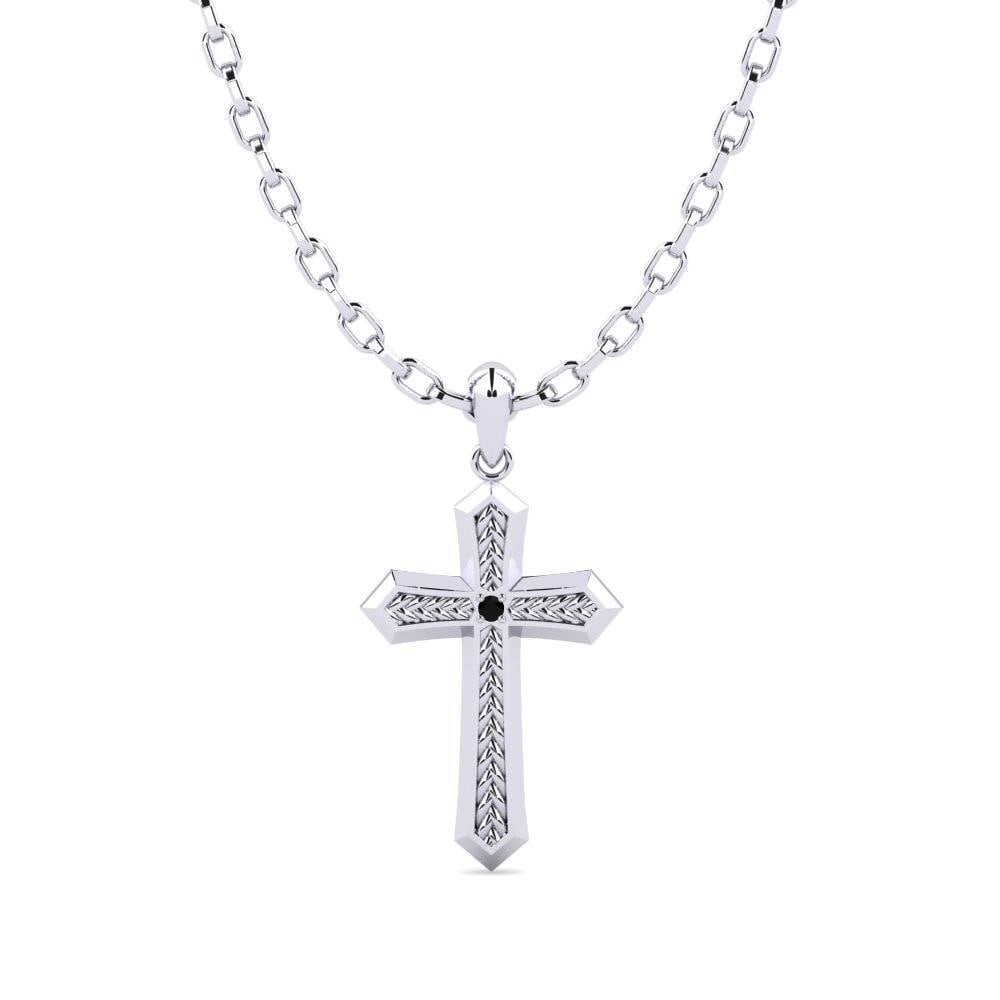 Argent Blanc Diamant Noir Pendentif pour homme Pageant