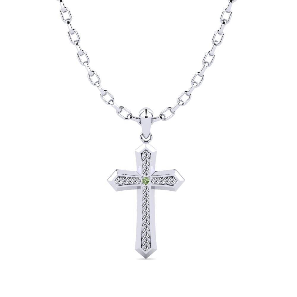 Argent Blanc Diamant Vert Pendentif pour homme Pageant