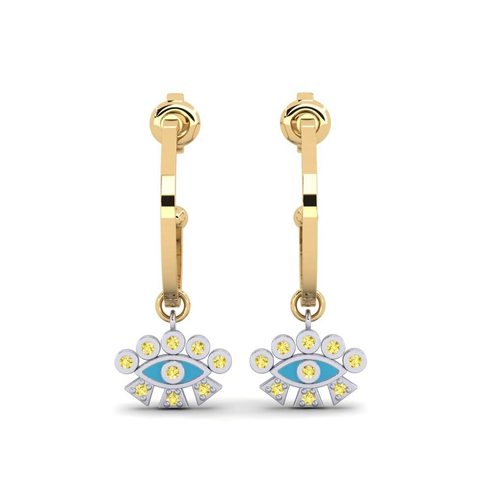 14ct Yellow / White Gold Yellow Sapphire Women's Earring Paktya