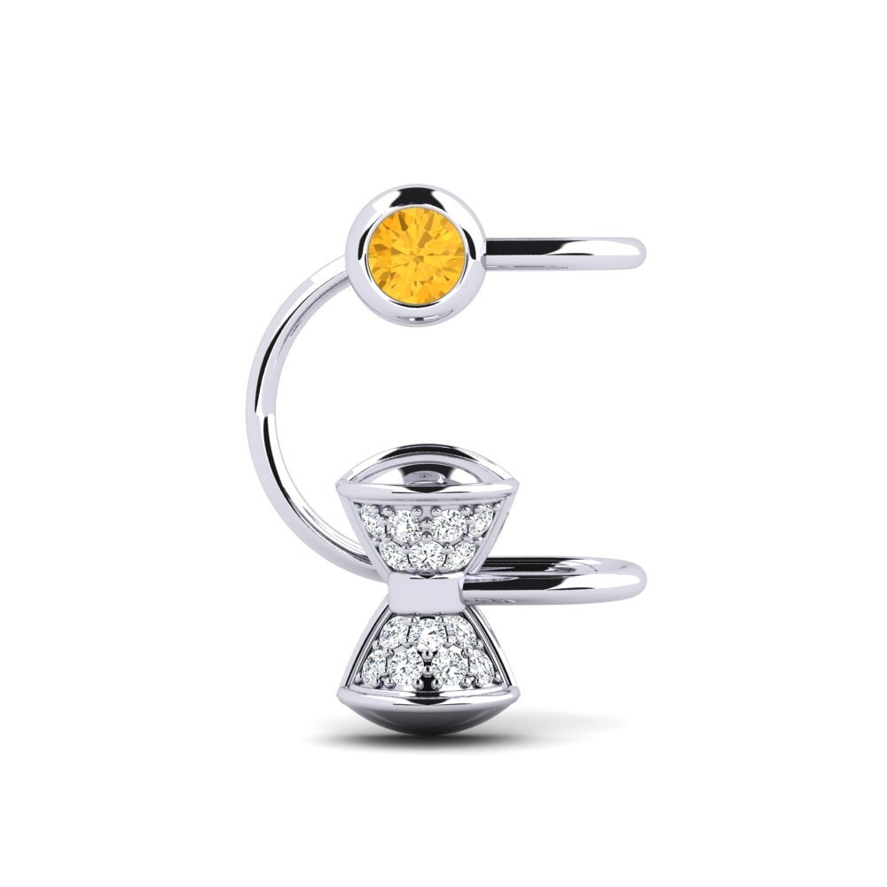 950 Platinum Citrine Women's Earring Pala