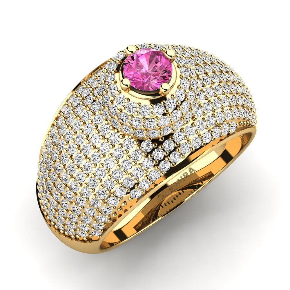 9k Oro Amarillo Topacio Rosa Anillo Palencia