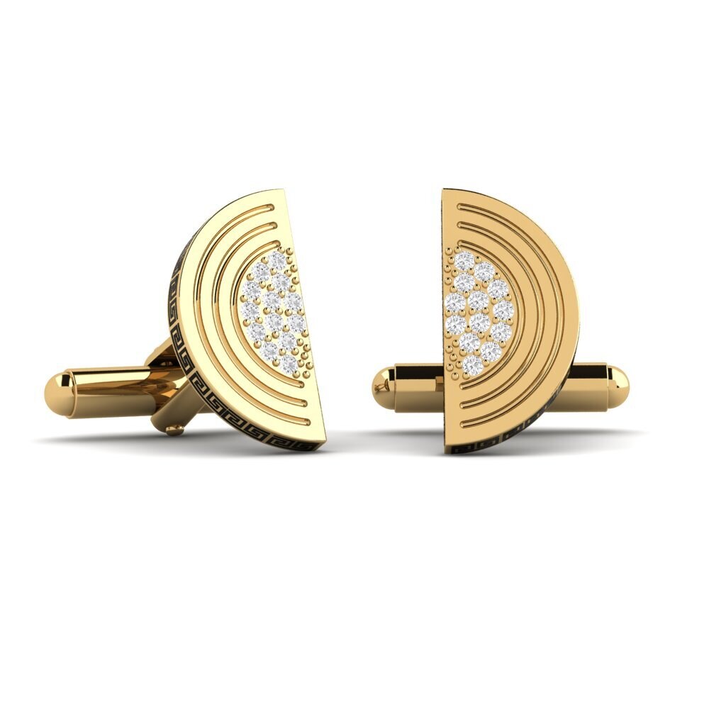 14ct Yellow Gold White sapphire Cufflink Palimosa