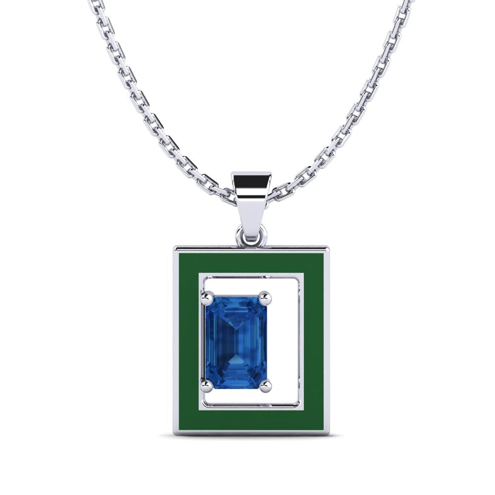 Circonita Azul Oscuro Colgante de Mujer Palmera