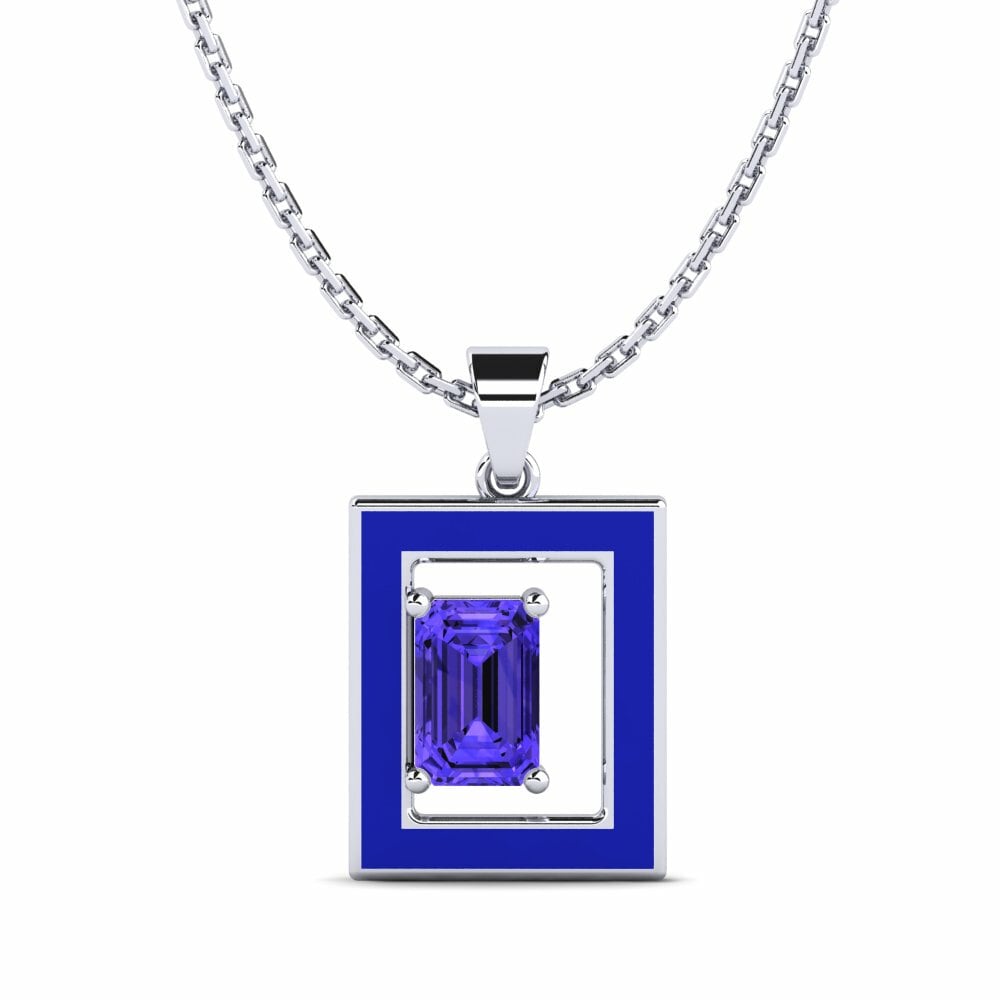 Vàng Trắng 14K Đá Tanzanite Mặt dây chuyền nữ Palmera