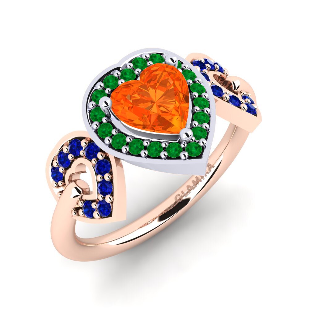 18K Rose & White Gold Fire-Opal Engagement Ring Palmier