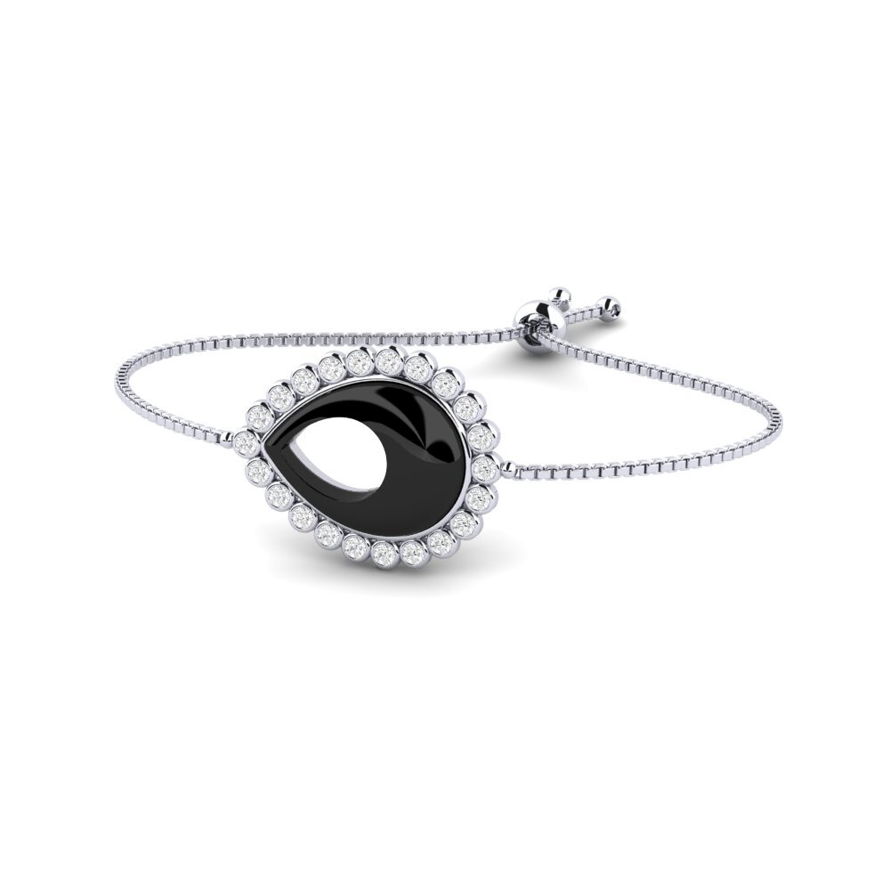 14k Oro Blanco Zafiro blanco Pulsera de Mujer Palomo