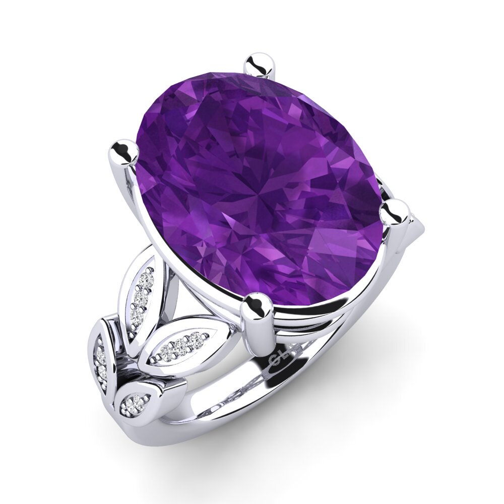 9k White Gold Amethyst Ring Pamila
