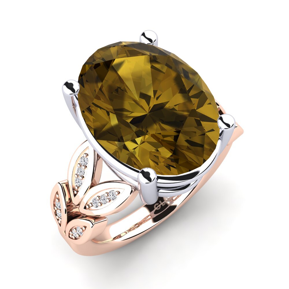 14ct Rose & White Gold Brown Zircon Ring Pamila