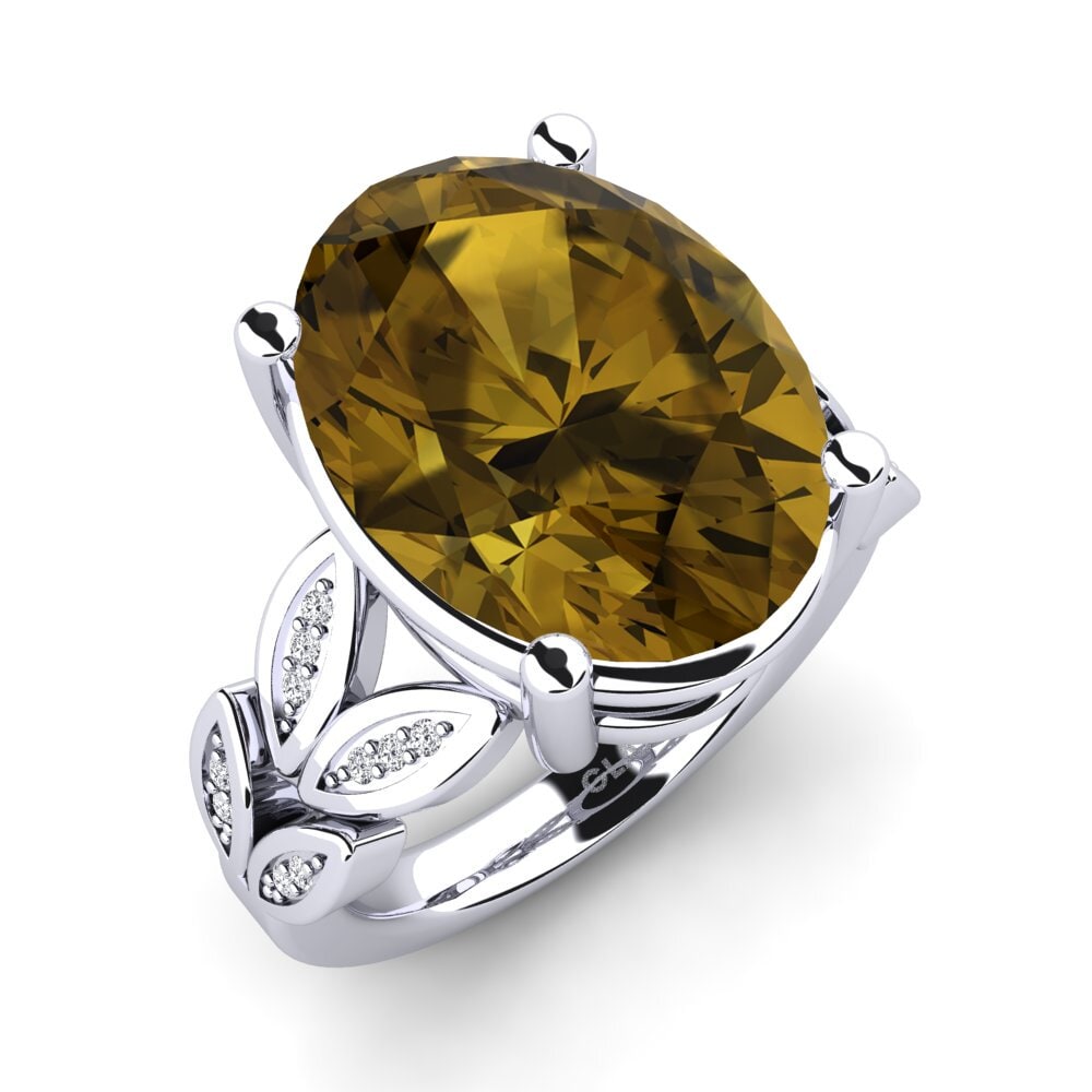 White Silver Brown Zircon Ring Pamila