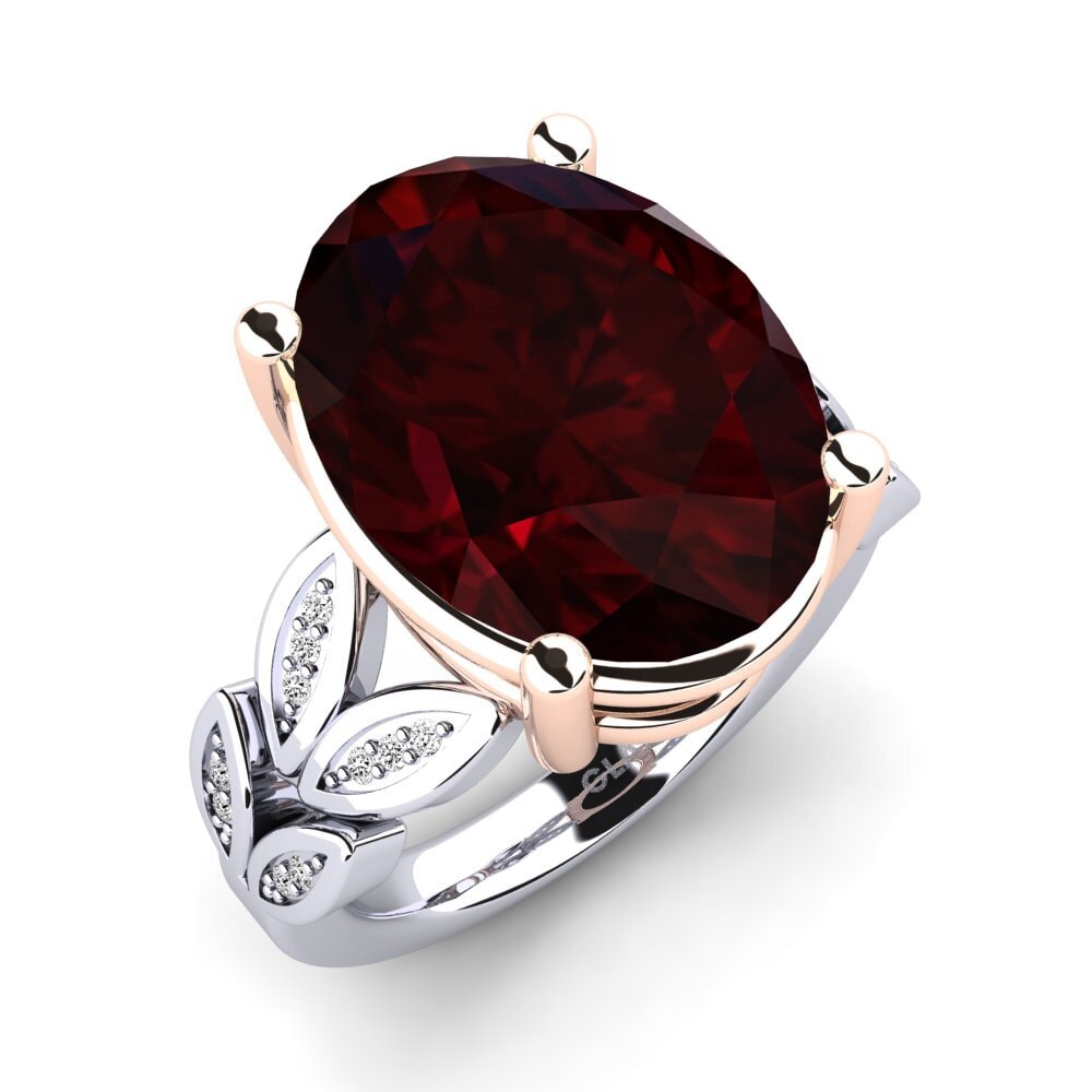 18k Oro Blanco & Rosa Granate Anillo Pamila