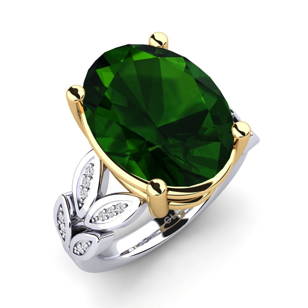 14k Oro Blanco & Amarillo Anillo Pamila