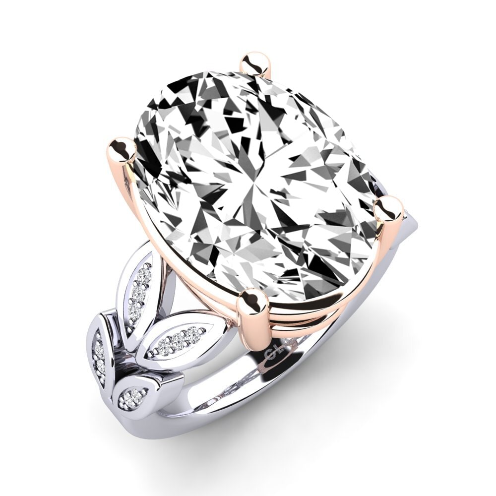 18k Oro Blanco & Rosa Moissanita Anillo Pamila